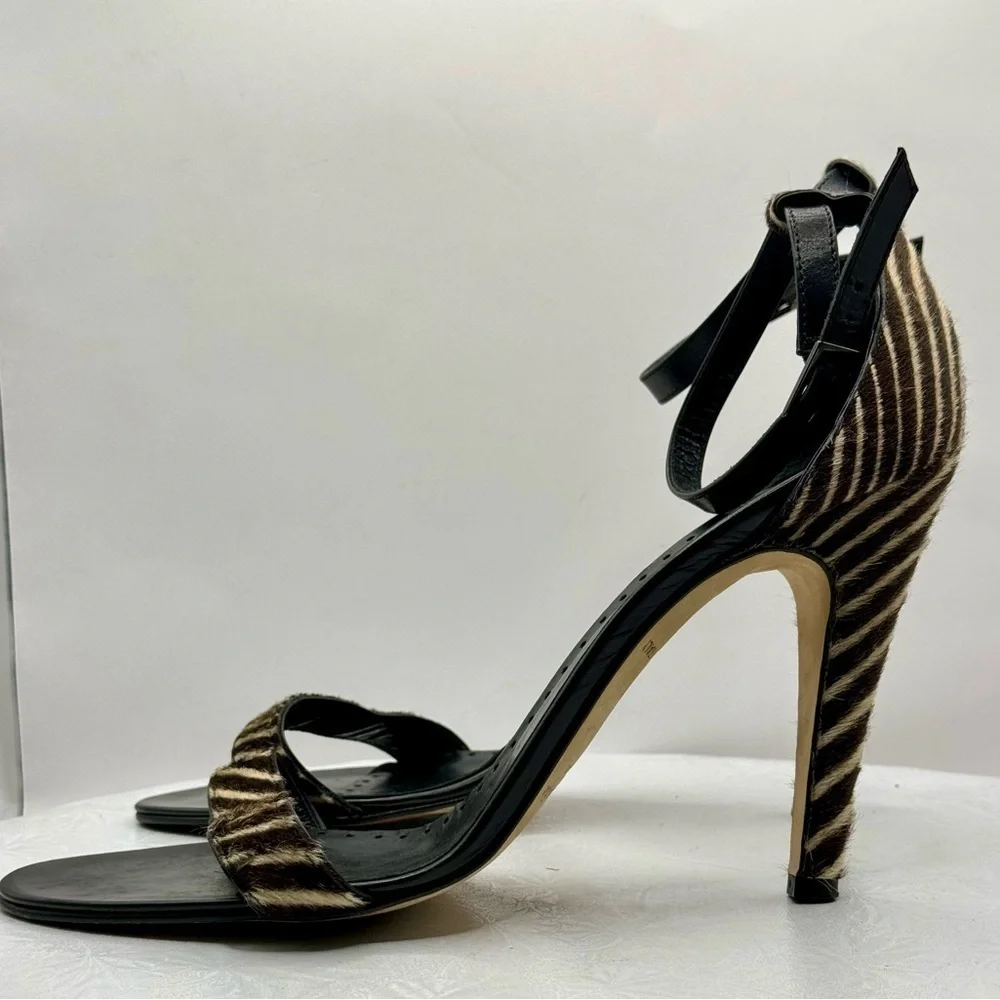 Kate Spade‎ Animal Calf Hair Zebra Print Open Toe Heels Size 10